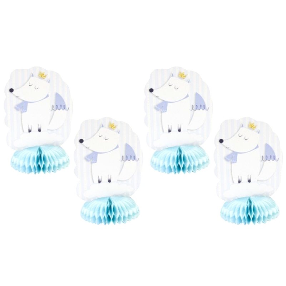 Centres de Table - Baby Shower - Renard Bleu Ciel x 4 pièces