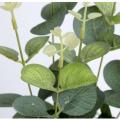 Bouquet de feuilles deucalyptus artificiel vert et blanc