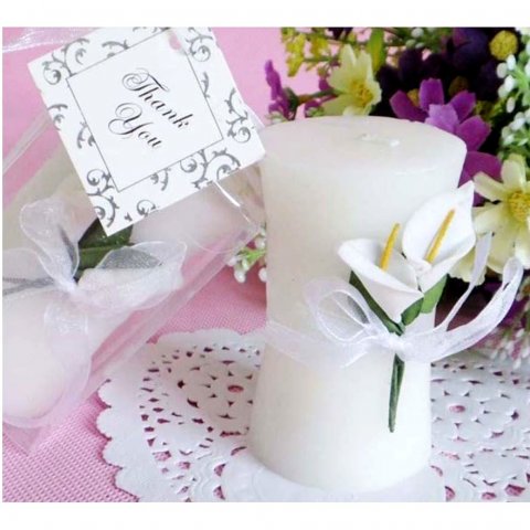 Bougie décorative blanche - Bouquet darum