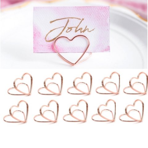 10 supports pour marque-places curs roses gold 