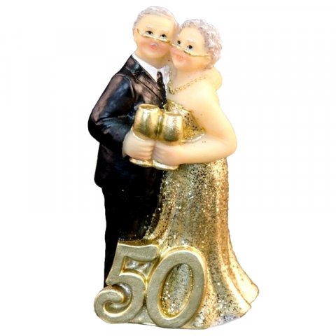 Figurine couple de mariés noces dor verres dans la main