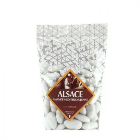 Dragées Alsace blanc brillant - 45% amande Méditerranéenne 